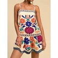 thumbnail image 2 of Women'S Floral Boho Flowy Mini - Dress Ruffle Hem Spaghetti Strap Vacation Tank Dresses  XL, 2 of 7