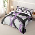 thumbnail image 3 of Homewish Swirl Stripes Twin Quilt Set,Modern Geometric Twin Coverlet Set,Purple Black,2 Pieces, 3 of 7