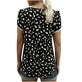 thumbnail image 4 of USSUMA Womens Summer Tops and Blouses Trendy Womens Petal Sleeve Tops Round Neck Summer Casual Floral Print Short Sleeve T Shirts Loose Fit Dressy Blouses Tunic, 4 of 8