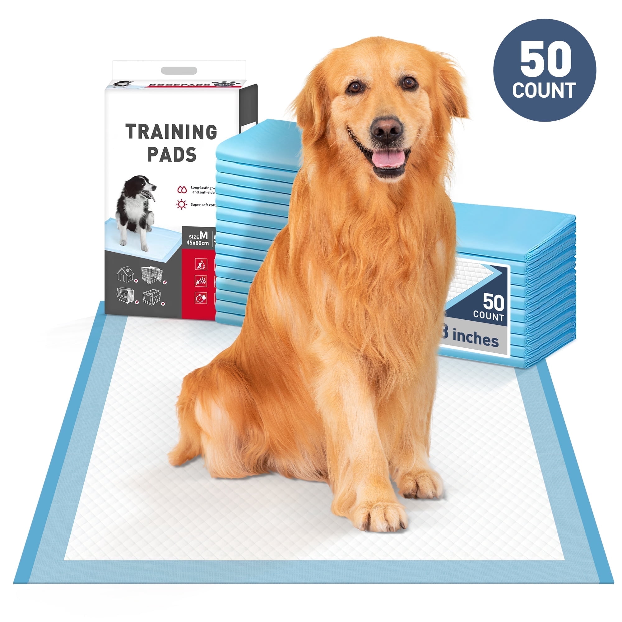 50 Count Dog Pee Pads, 18" x 23" Super Absorbent Dog Pads with 6-Layer, Leak-Proof Dog Potty Training Pads Quick Dry Disposable Baby Pads, Cat Rabbit Potty Pet Pads