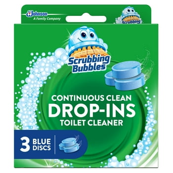 Scrubbing Bubbles Continuous Clean Drop-Ins - One Toilet  Cleaner  Lasts Up to 4 Weeks, 3 Blue Discs, 4.23 Oz