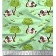 thumbnail image 1 of Soimoi Rayon Fabric Tree & Dog Kids Print Fabric by Yard 56 Inch Wide, 1 of 3