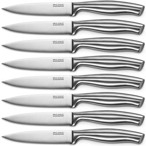 Steak Knives Serrated Steak Knives with Gift Box Stainless Steel Kitchen Steak Knife Set of 8 Silver