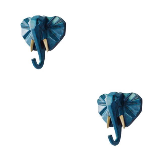 Maytalsory Animal Head Key Hook Sturdy And Durable Construction Adding Touch Of Whimsy Retro blue(elephant) 2Set