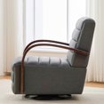thumbnail image 2 of Hassch Modern PU Upholstered Swivel Chair with Wood Armrest and Tufted Back, 360° Swivel Metal Base, Accent Reading Armchair for Hotel, Office, Bedroom & Lounge (Gray), 2 of 10
