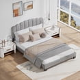 thumbnail image 5 of CHITOOMA Queen Size Platform Bed Frame with Velvet Upholstered Headboard and 12 Wooden Slats Support, No Box Spring Needed, Easy Assembly, Up to 1320 lbs, Grey, 5 of 8