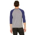thumbnail image 3 of The Bella + Canvas Unisex 3/4 Sleeve Baseball T-Shirt - GREY/ NAVY TRB - XS, 3 of 4