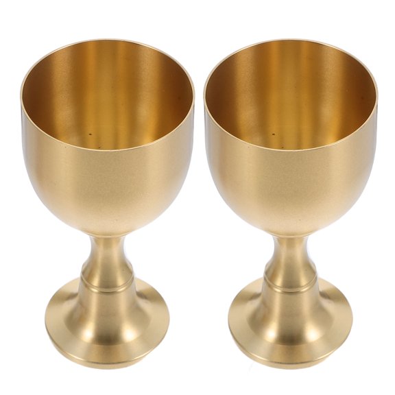 HEANUJJ 2Pcs Golden Brass Wine Goblet Chalices Vintage Style for Cocktail and Party Use
