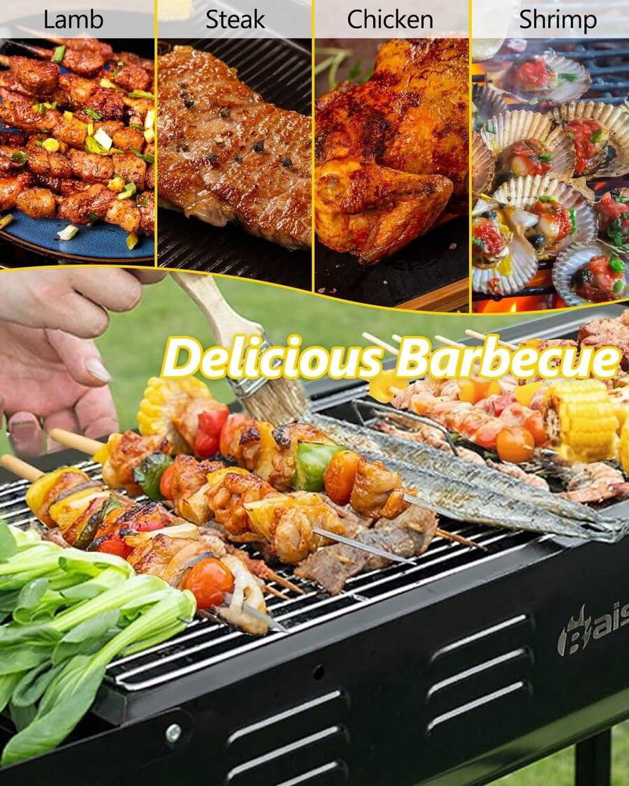 XC  Barbecue Charcoal Grill, Stainless Steel Folding Portable BBQ Tool Kits For Outdoor Cooking Camping Hiking Picnics Tailgating Backpacking Or Any Outdoor Event