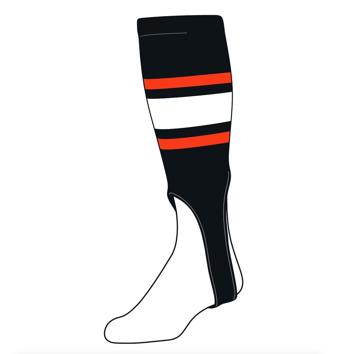 TCK Baseball Stirrups Large (300E, 7in) Black, Orange, White