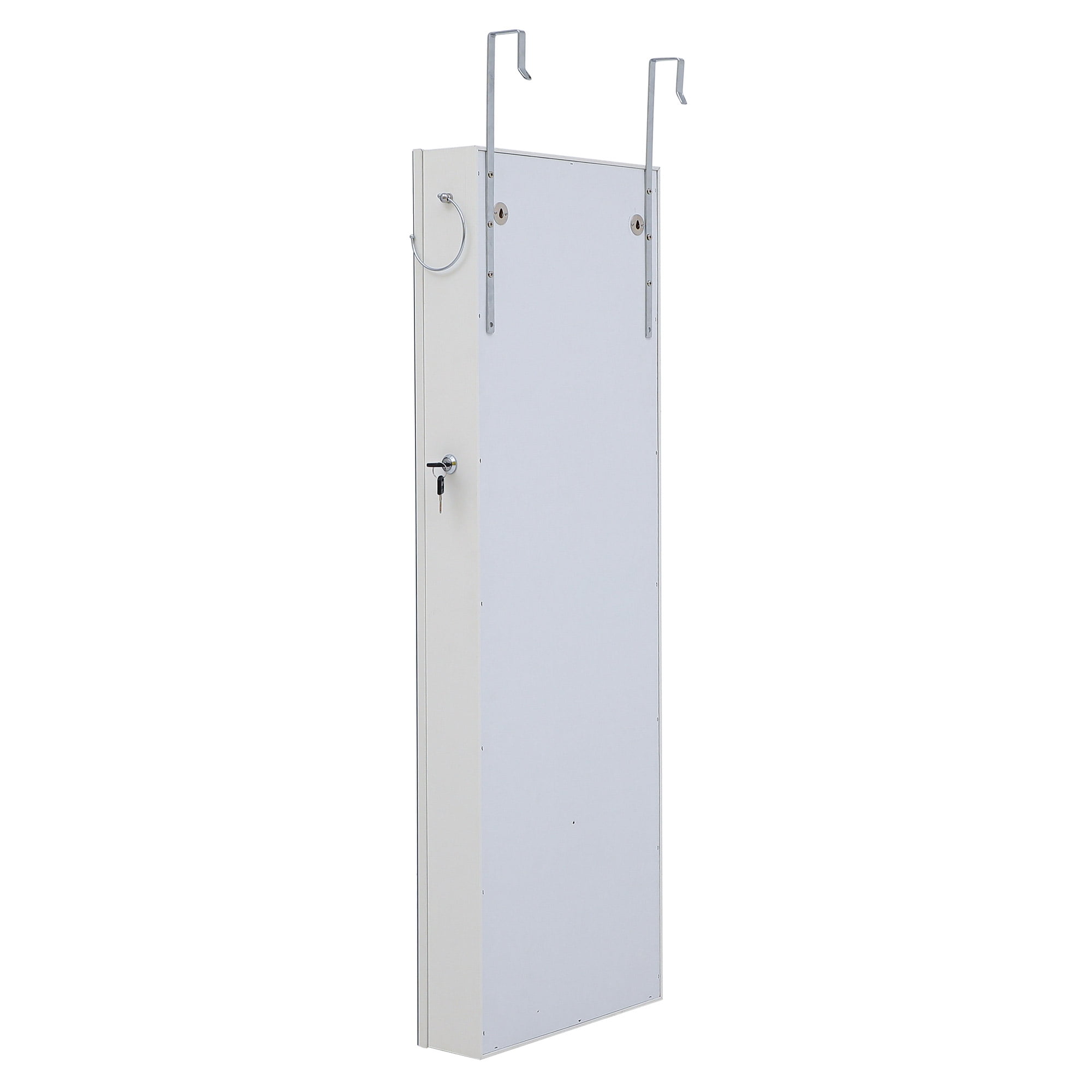 Resenkos LED Light Mirrored Jewelry Cabinet with Storage Drawer, Door/Wall Jewelry Armoire with Full-Length Mirror White Resenkos LED Light Mirrored Jewelry Cabinet with Storage Drawer, Door/Wall Jewelry Armoire with Full-Length Mirror White