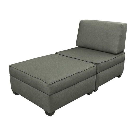 36 in. Chaise Lounge Plus 1 Storage Ottomans - Flint