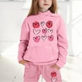 thumbnail image 2 of Girls Hooded Tracksuit 2PC Kids Pullover Sweatshirt Heart Graphics Boys Hoodies Jogging Pants Set 2 Pieces Sweatsuit for Age 2-13 Years Outfits(120 4-5 Years,Pink), 2 of 6