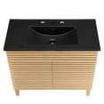 thumbnail image 6 of Sink Vanity Cabinet, Brown Oak Black, Wood, Mid Century Hotel Bedroom Bathroom, Modern Contemporary HB33679, 6 of 9