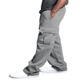 thumbnail image 3 of Men Fleece Sweatpants Cargo Trousers Drawstring Athletic Gym Workout Running Pants with Pocket Black XL, 3 of 5