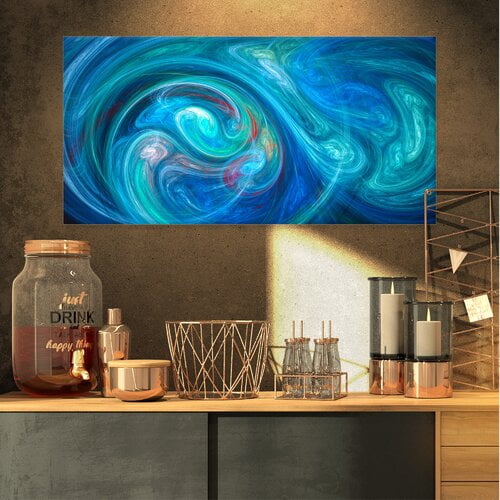 Designart 'Dark Blue Fractal Abstract Texture ' Oversized Abstract Canvas Wall Art