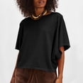 thumbnail image 3 of Czanzd Women's Oversized Cotton Short Sleeve T Shirt,Black,L, 3 of 7