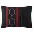 thumbnail image 2 of Nanshing Elliot 7 Piece Geometric Comforter Set, Black/Red, Queen, 2 of 6