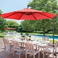 thumbnail image 2 of Topeakmart 10 ft Outdoor Hanging Cantilever Umbrella with 32 LED Lights & Adjustable Tilt, Red, 2 of 7