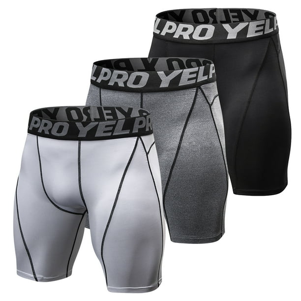 Bermudas Pack de 3 pantalones cortos de compresión para hombre ropa interior de entrenamiento activo YEL Bermudas