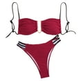 thumbnail image 2 of HOMBOM Womens Tummy Control Swimsuits Bikini Triangle Top Two Piece Solid Red Bathing Suits for Adult Beachwear, 2 of 7