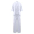 thumbnail image 5 of MIUOWANP Trendy Outfits for Women 2024 Womens Solid Color Retro Classic Versatile Minimalist Casual Cotton Linen Shirt Drawstring Wide Leg Plus Size Outfits Loungwear for Women Clearance , Size XXL White, 5 of 7
