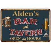 Alden's Green Bar & Tavern Rustic Sign 8 x 12 High Gloss Metal 208120047373