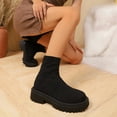 thumbnail image 6 of QQAMB Sock Booties for Women Stretch Knit Ankle Boots Breathable Comfy Low Heel Bootie Fall Winter Pull On Boot, 6 of 8