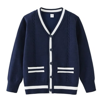French Toast Boys' V-Neck Cardigan Color: navy Size: 10 - 12