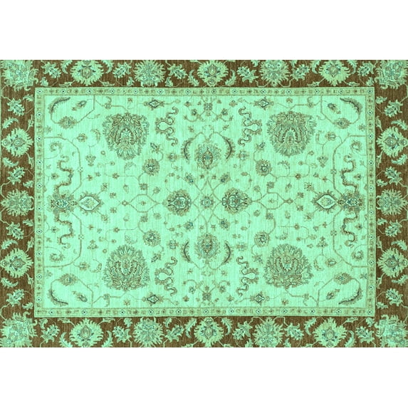 Ahgly Company Indoor Rectangle Oriental Turquoise Blue Traditional Area Rugs, 8' x 12'