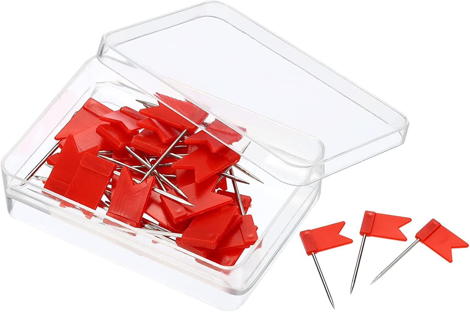Flag Map Push Pins, 60 Pack Plastic Head Steel Point Travel Maps Tacks