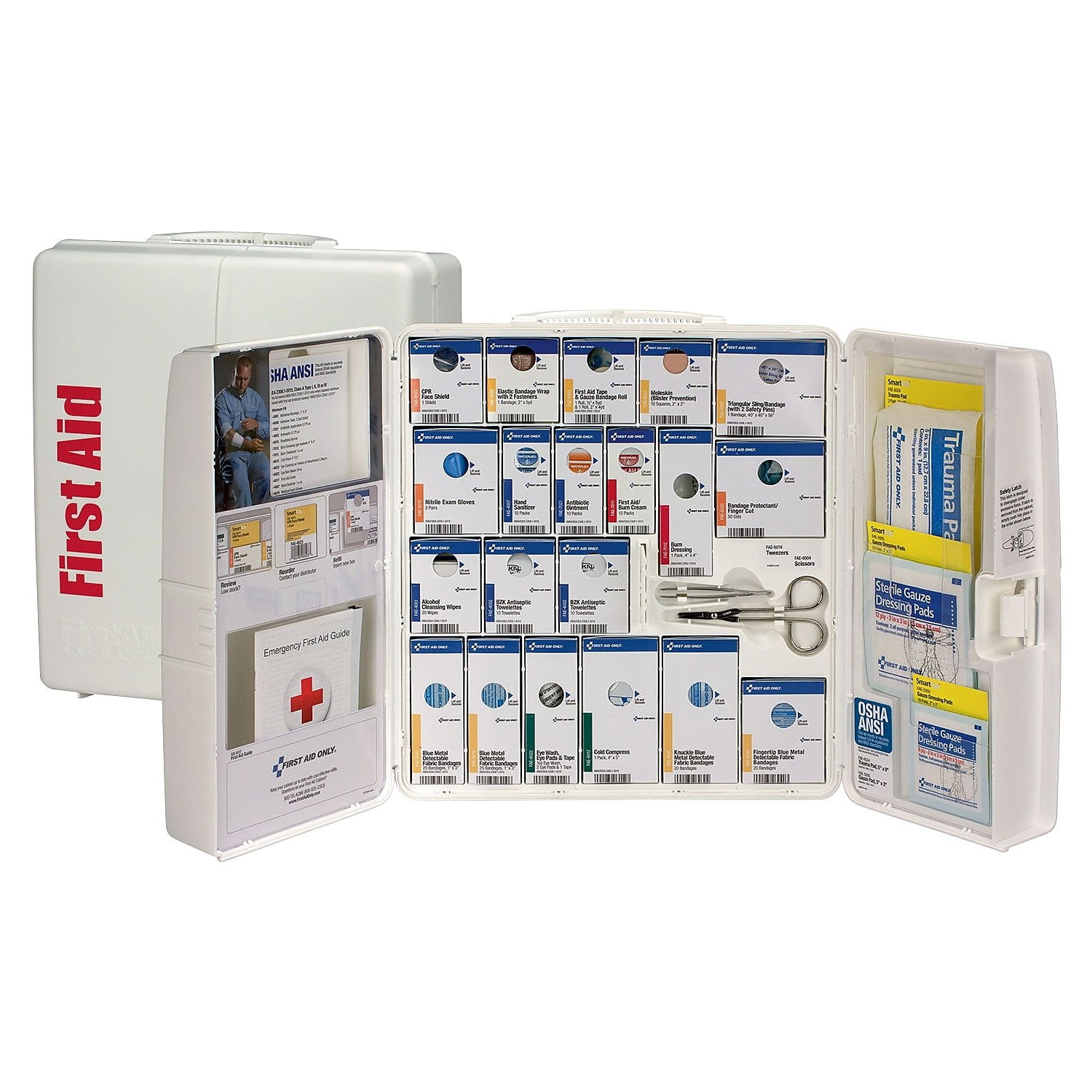 First Aid Kit and Housing, Plastic Cabinet, 261 Components, 100 People Served