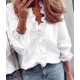 thumbnail image 6 of Womens Dressy Casual Blouse Business Long Sleeve Tops Ruffle V Neck Work Shirt Fall Outfit Long Sleeve - White XL, 6 of 7