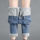 thumbnail image 3 of Gibobby Pantalones de invierno mujer Mujer Casual Cintura alta Botón Up Super Cómodo Clásico Slim Haren Pantalones(Azul oscuro G), 3 of 5