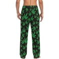 thumbnail image 2 of HPINK-T Green Cannabis Marijuana Leaf Men's Pajama Pants Super Soft Sleep Lounge Pants Pjs Bottoms with Pockets, 2 of 7