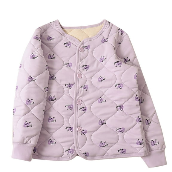 Odeerbi Kids Boys Girls Winter Coat Fleece Lined Quilted Puffer Jacket Thermal Padded Coats Children's Thick Warm Single Breasted Outerwear Kids Clothes Purple