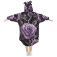 thumbnail image 2 of FORMRS Wearable Blanket Hoodie with Sleeves for Kids Cozy Flannel Sweatshirt, Black Roses, 2 of 7