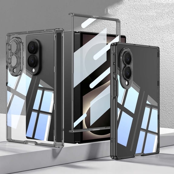 For Samsung Galaxy Z Fold8 Phone Case,Crystal Transparent Design,With Hinge Protection,Front Screen Protector,Anti-Scratch Shockproof Non-Slip Ultra Slim Rugged Phone Case,Black