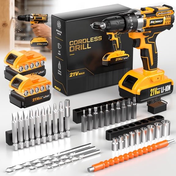 DGB Brushless Cordless Drill, Rechargeable Handheld Electric Drill Driver, Portable Drilling Power Tool for Home Improvement and Assembly Work