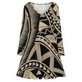 thumbnail image 3 of Polynesian Samoan Tattoo Black Tan Design Long Sleeve Sexy Dresses For Women Ladies Vintage Elegant Party Dress Oversized V-neck Dress, 3 of 7
