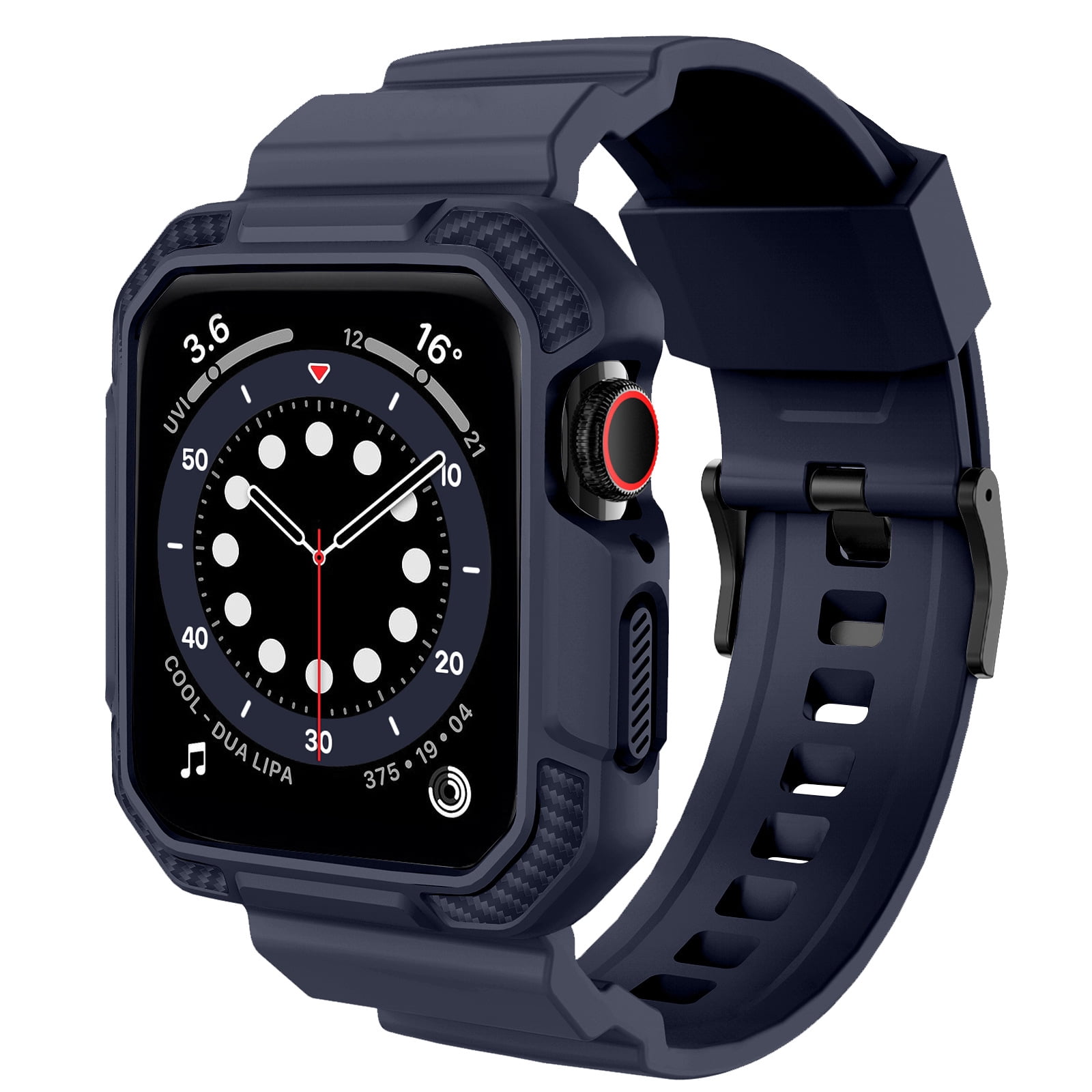 XIHAMA Watch Band for Apple Watch 42/44/45mm, Men's Sports TPU One-piece Watch Band Case for Watch Series 4 5 6/Series