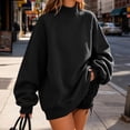 thumbnail image 5 of Garbnen Fleece Lined Mock Neck Sweatshirts Women Plain Long Sleeve Womens Oversized Sweatshirt Soft Warm Fall Streetwear Warm Plush Women's Sweaters Pullover Black, 5 of 8