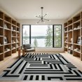 thumbnail image 2 of ODIKA 9'x12' Washable Area Rug Grey Abstract Maze-Inspired Striped Design Asymmetric Breaks, Clean Edges in a Minimalist for Great Room, Indoor Concept, Large Living Low Pile, Flatwoven, 2 of 7