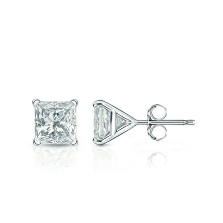 Diamond Martini Stud Earrings 18k Gold 4-Prong Martini Princess-cut Diamond Stud Earrings (1/3 cttw, H-I, I1-I2) ()