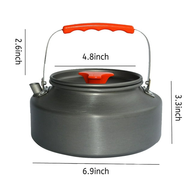 Maoww Widesea Bouilloire d'Extérieur avec Poignée Théière Camping Randonnée Vaisselle de Boisson Lavable Réutilisable Aluminium Anti-Brûlure Pique-Nique Boisson 1,6 L