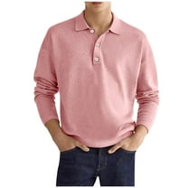 Dovford Mens Casual Knit Polo Shirt Classic Long Sleeve Thermal Basic Button Down Golf Shirts
