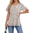 thumbnail image 3 of Fantaslook V Neck T Shirts for Women Floral Summer Tops Short Sleeve Shirts Casual Tunic Tops, 3 of 9