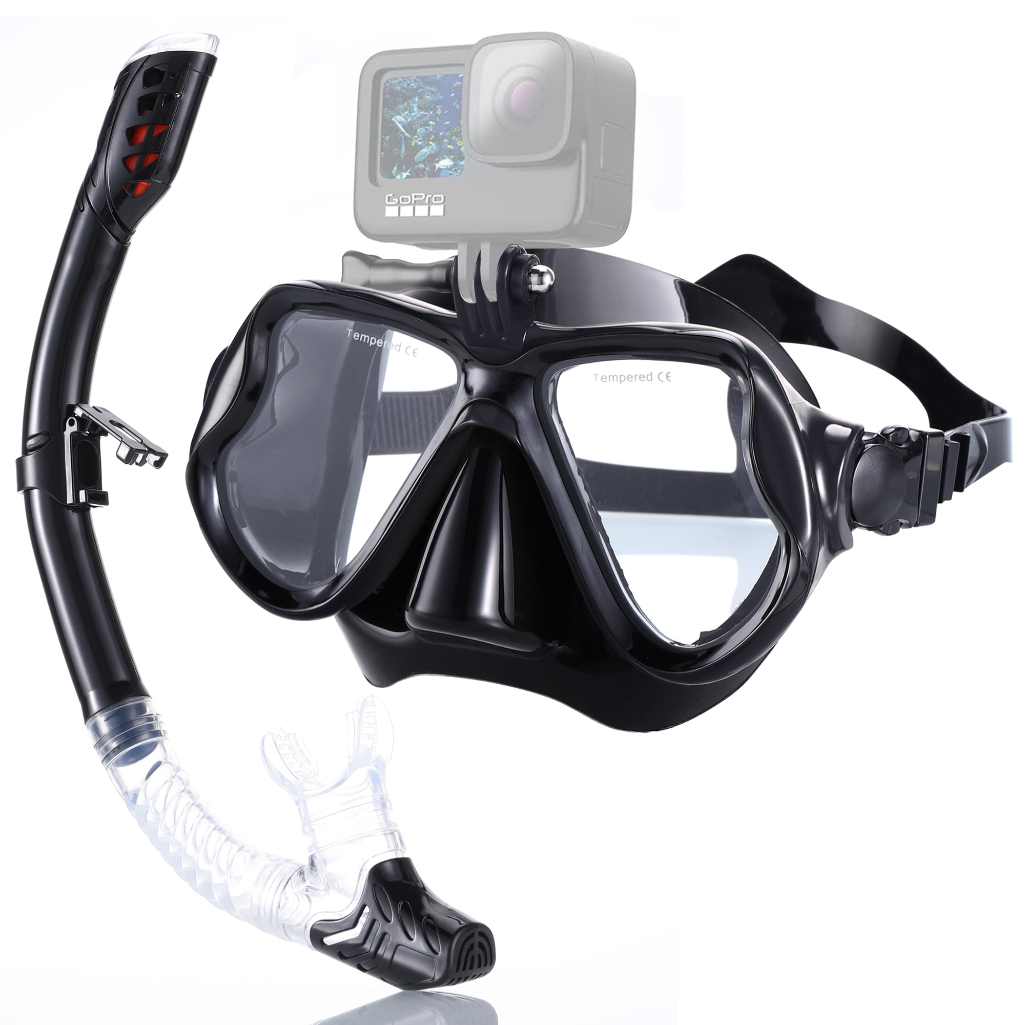UK Swimming Scuba Dry Top Snorkel Set Anti-Fog Diving Mask For Adult Women Men 