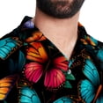 thumbnail image 5 of Flower Butterfly Men's Printed Casual Button Down Short Sleeve Beach Shirts, 5 of 6