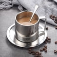 thumbnail image 6 of Uanit Stainless Steel Insulated Coffee Cup Set with Spoon & Saucer - Double Walled Thermal Mugs for Hot Tea & Coffee, 3-Piece Gift Set with Three Sizes, Dishwasher Safe, 6 of 9